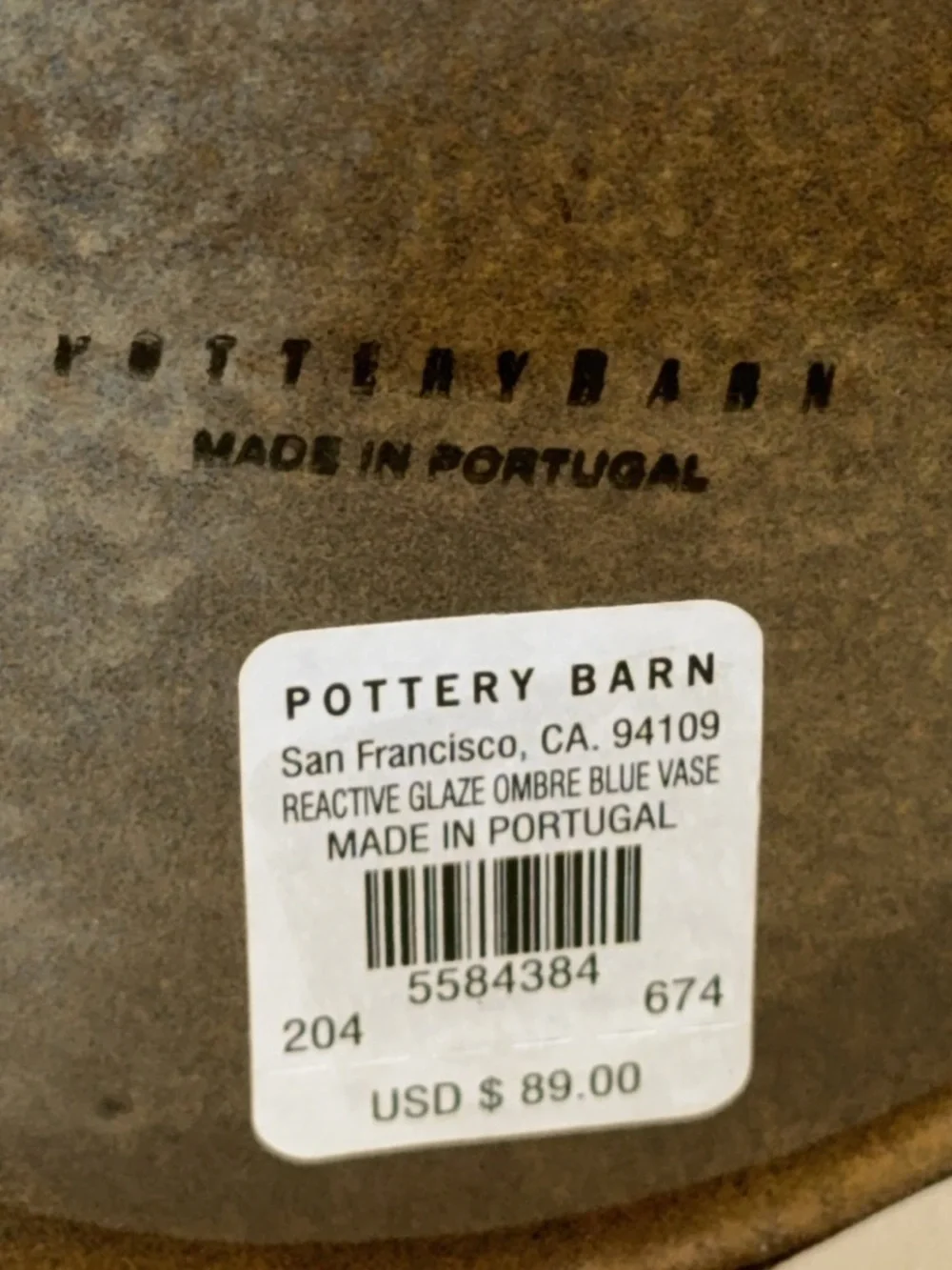NWT Pottery Barn Reactive Glaze Ombré Blue Vase Decorative Accent/Decor